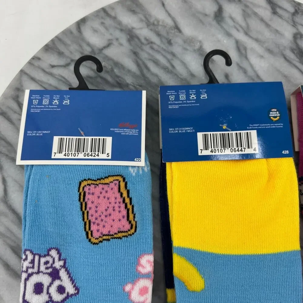 Pop Tarts, Kraft Mac & Cheese, Bubble Yum‎ Crew Socks Mens 6-12 Novelty 3 Pairs